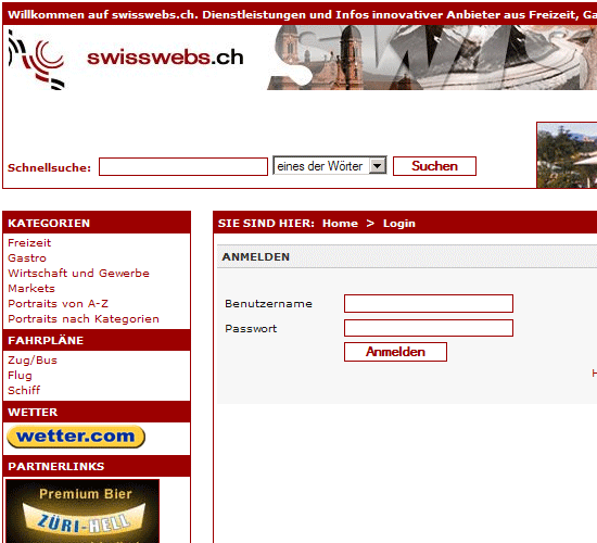 CMS Login / Anmeldung swisswebs.ch